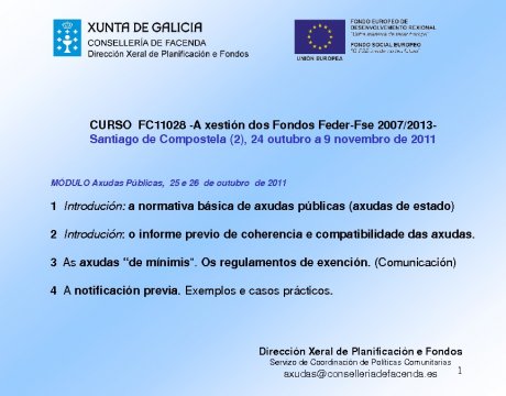 Axudas públicas. - A xestión dos Fondos Comunitarios Feder-Fse 2007/2013